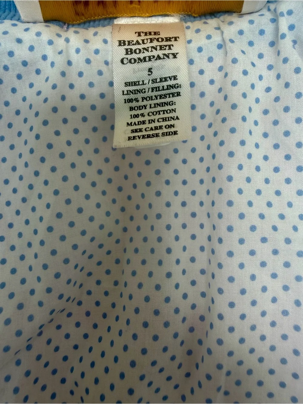 The Beaufort Bonnet Company Pink Quilted Jacket Size 5 w/ Blue Corduroy Trim EUC